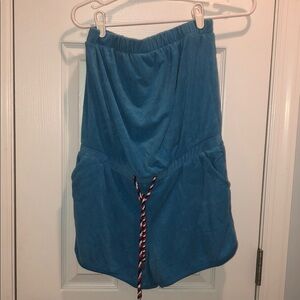 Juicy Couture strapless romper with drawstring seeing stars color blithe medium